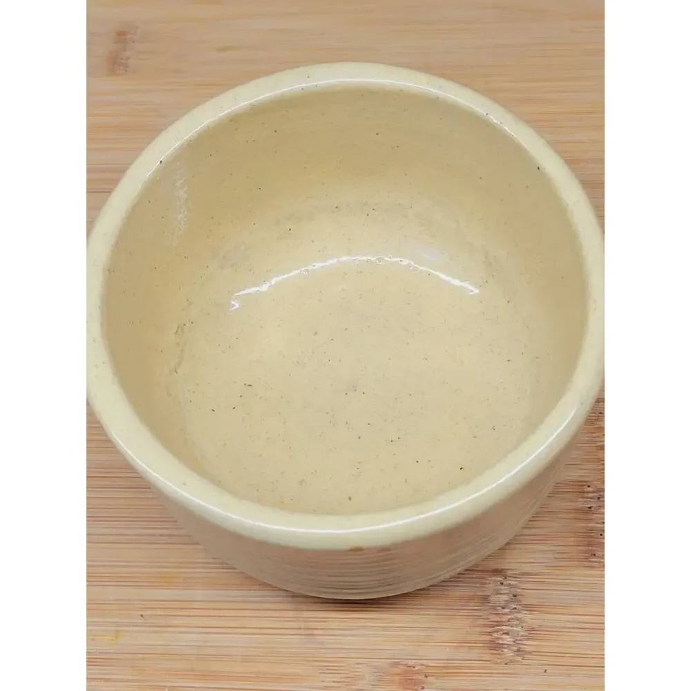 Vintage Zanesville Stoneware Ribbed Pottery Bowl Planter Cream Homespun MCM